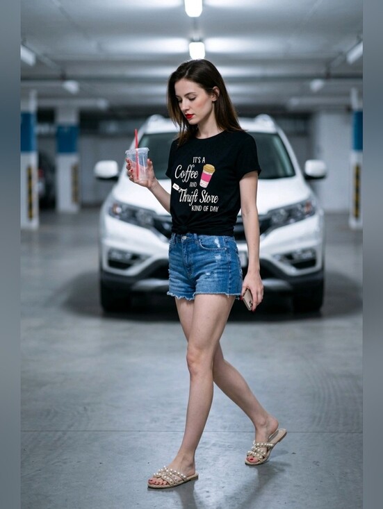 Tops - 'It's a Coffee and Thrift Store Kind of Day' Graphic Tee